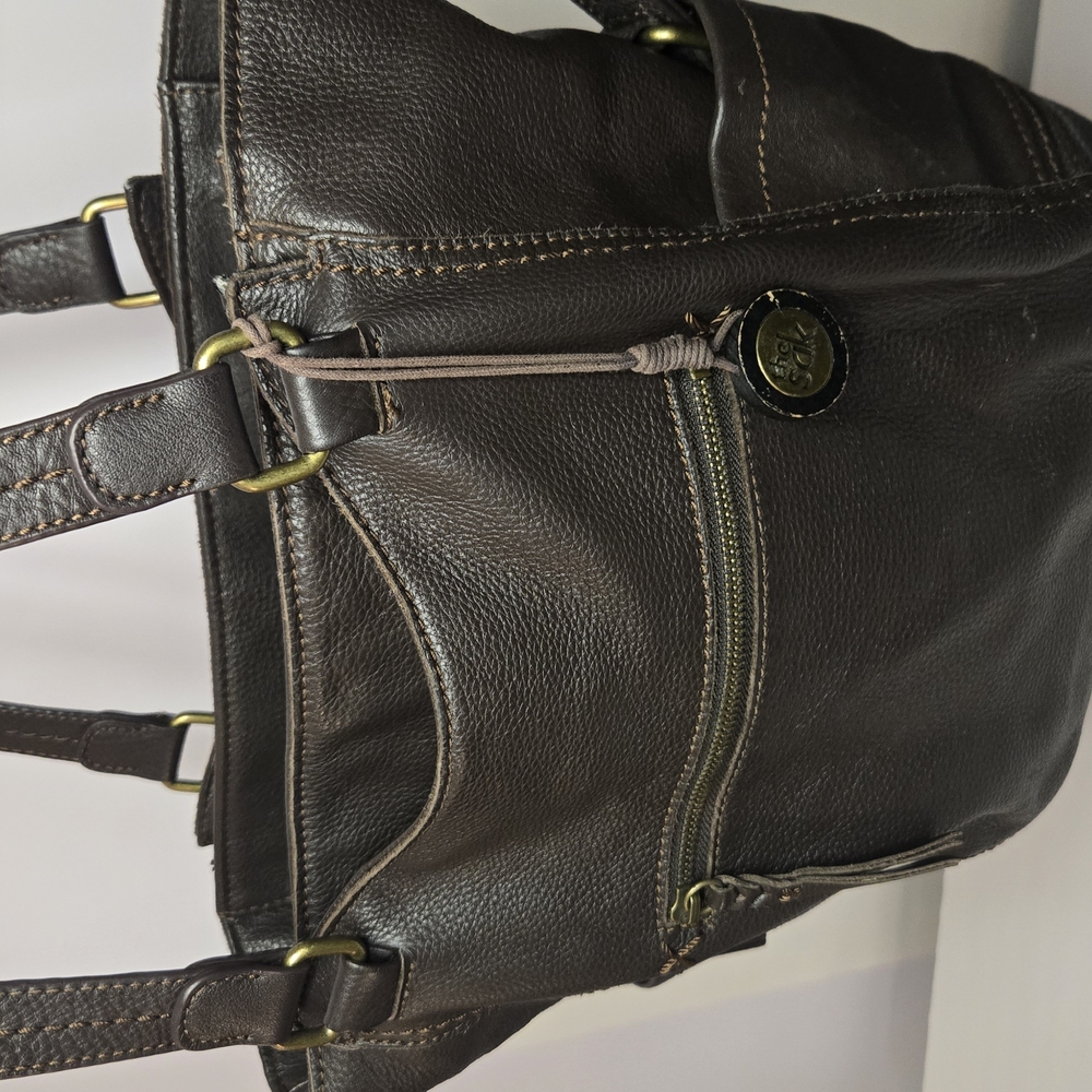 Faux Leather Brown Baggy Shoulder Bag ByThe Sak
